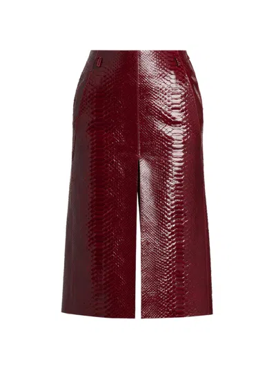 Tom Ford Snake-effect Leather Midi Skirt In Multi