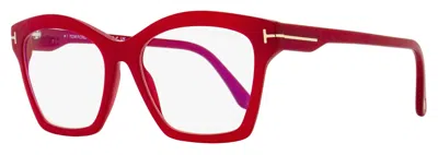 Tom Ford Women's Square Blue Block Eyeglasses Tf5965b 075 Fuchsia 53mm In Red
