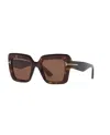 Tom Ford Womens Tr001880 Esme Square-frame Acetate Sunglasses In Brown