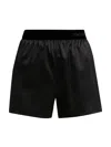 Tom Ford Black Shorts With Elastic Waist With Logo Lettering In Silk Stretch Woman In Black