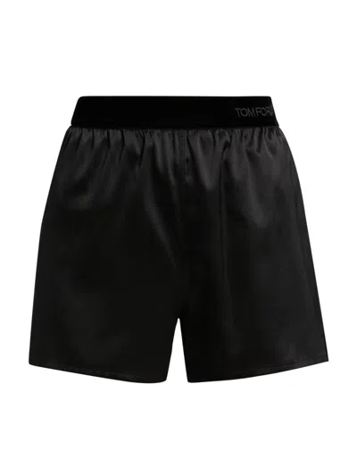TOM FORD WOMEN'S STRETCH SILK SATIN PAJAMA BOXER SHORTS
