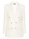 Tom Ford Striped Double-breasted Wool-blend Blazer In Nude & Neutrals