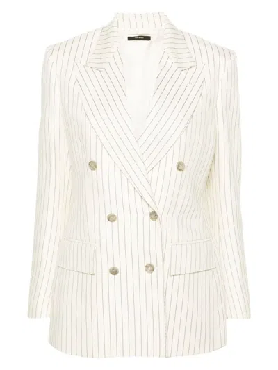 TOM FORD WOMEN'S STRIPED DOUBLE BREASTED TWILL BLAZER