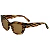Tom Ford Women's 53mm Striped Brown Sunglasses Ft1190-53e-53 In Brown