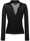 Tom Ford Metallic-threading Knitted Polo Shirt In Black