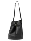 Tom Ford Black Medium Bucket Bag With Adjustable Shoulder Strap And Buckle Closure In Grained Leathe In Black