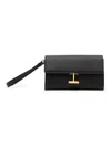 Tom Ford Rectangular Clutch Bag Metal Hardware Wrist Strap In Black