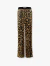 Tom Ford Multicolor Pants With Logo Patch On The Waist And All-over Leopard Print In Silk Stretch Wo In Brown