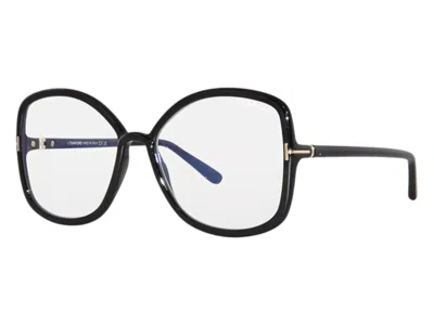 Pre-owned Tom Ford Women's  Butterfly Eyeglasses In Black (ft5845/b 001)