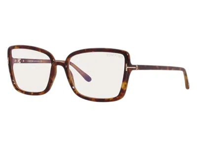 Pre-owned Tom Ford Women's  Butterfly Eyeglasses In Vintage/havana (ft5813/b 055)