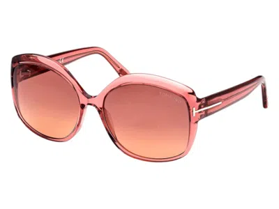 Pre-owned Tom Ford Women's  Butterfly Sunglasses In Shiny Pink (ft0919 72t)