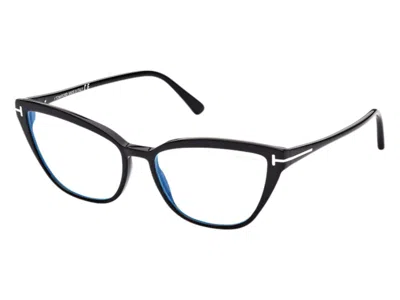 Pre-owned Tom Ford Women's  Cat Eye Eyeglasses In Black (ft5825/b 001)