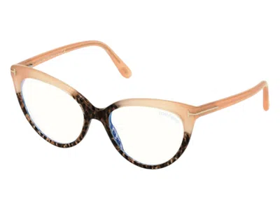 Pre-owned Tom Ford Women's  Cat Eye Eyeglasses In Colored Havana (ft5674/b 055)