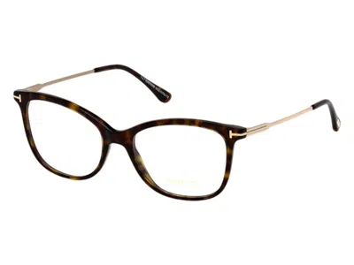 Pre-owned Tom Ford Women's  Cat Eye Eyeglasses In Havana (ft5510 052)