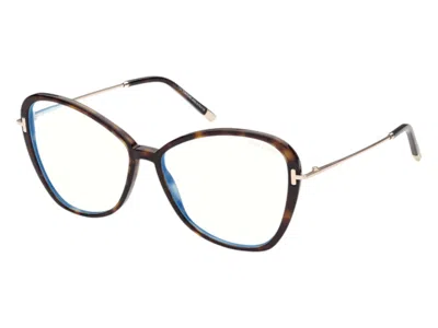 Pre-owned Tom Ford Women's  Cat Eye Eyeglasses In Havana (ft5769/b 052)