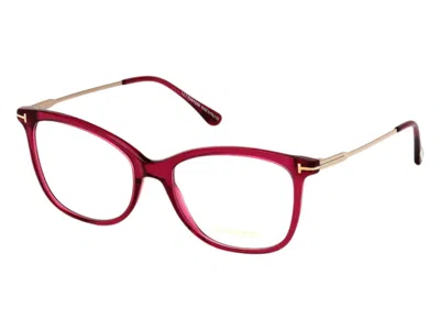 Pre-owned Tom Ford Women's  Cat Eye Eyeglasses In Shiny Transparent Violet (ft5510 081)
