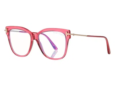 Pre-owned Tom Ford Women's  Cat Eye Eyeglasses In Transparent Raspberry Rose Gold (ft5704/b 066)