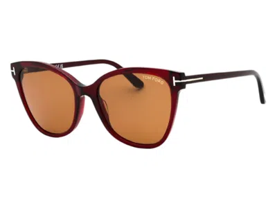 Pre-owned Tom Ford Women's  Cat Eye Sunglasses In Shiny Red (ft0844ani 68e)