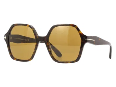 Pre-owned Tom Ford Women's  Geometric Sunglasses Brownbrown In Havana (ft1032 52e)