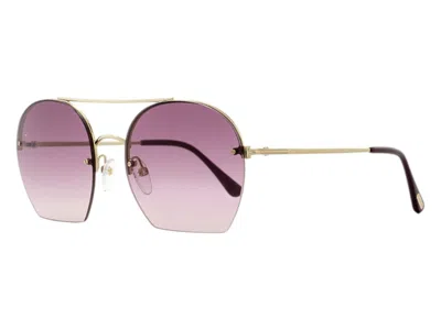 Pre-owned Tom Ford Women's  Geometric Sunglasses In Gold (ft0506 28z)