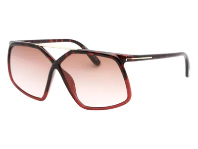 Pre-owned Tom Ford Women's  Geometric Sunglasses In Havana (ft1038 56z)