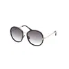 Tom Ford Gradient Smoke Round Ladies Sunglasses Ft0946 01b 58 In Shiny Black