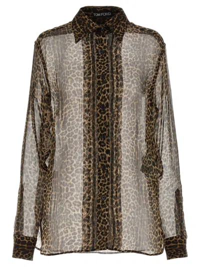 Tom Ford Women  Leopard Print Long Sleeve Shirt
