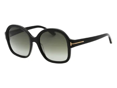Pre-owned Tom Ford Women's  Oval Sunglasses In Black (ft1034 01b)