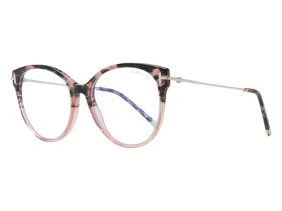 Pre-owned Tom Ford Women's  Round Eyeglasses In Coloured/havana (ft5770/b 055)