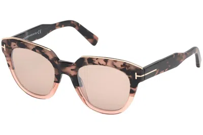 Pre-owned Tom Ford Women's  Round Sunglasses In Havana (ft0686 56g)