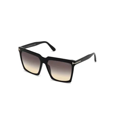 Tom Ford Black Sabrina Sunglasses In Shiny Black