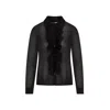 Tom Ford Ruffled Collared Viscose Shirt With Long Sleeves In Black