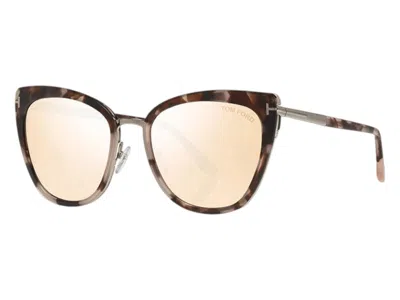 Pre-owned Tom Ford Women's  Square Sunglasses In Colored/havana/palladium (ft0717 55g) In Brown
