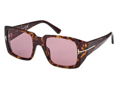 Pre-owned Tom Ford Women's  Square Sunglasses In Havana (ft1035 52y)