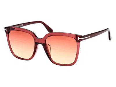 Pre-owned Tom Ford Women's  Square Sunglasses In Shiny Bordeaux (ft0958/d 69t) In Burgundy