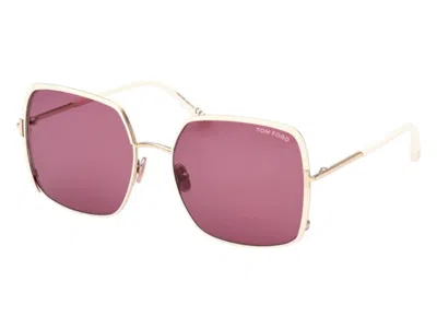 Pre-owned Tom Ford Women's  Square Sunglasses In Shiny Rose Gold (ft1006 32y)