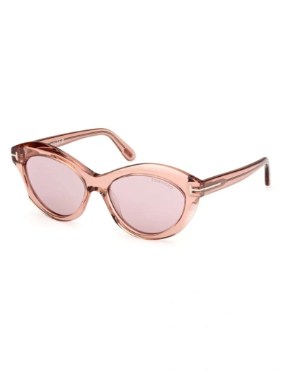 Tom Ford Women's Transparent Pink Toni Oval Sunglasses In Pink/violet