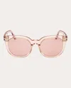 TOM FORD WOMEN'S TRANSPARENT PINK MOIRA ROUND SUNGLASSES