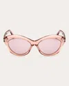 TOM FORD WOMEN'S TRANSPARENT PINK TONI OVAL SUNGLASSES