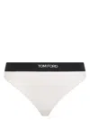 Tom Ford Signature White Thong With Branded Waistband In Stretch Modal Woman In Pink & Purple