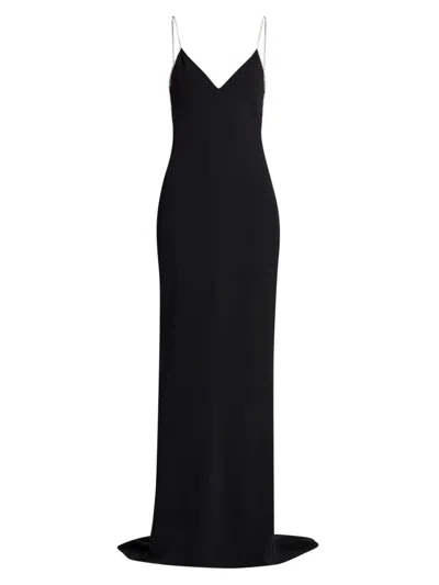Tom Ford Women's V-neck Open-back Gown In Black