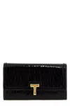 Tom Ford Wallis Flap Wallet In Shiny Croc-embossed Leather In Black