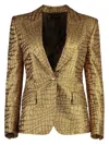Tom Ford Metallic Croc-jacquard Single-breasted Blazer Jacket In Animalier