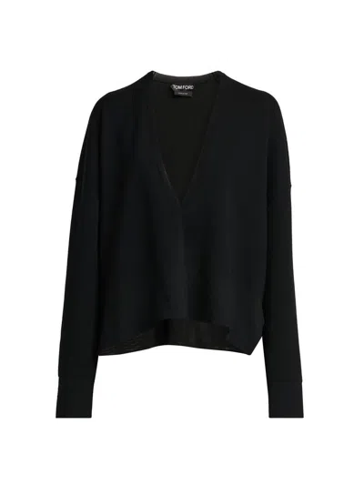 Tom Ford Women's Wool V-neck Sweater In Black