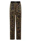 Tom Ford Multicolor Pants With Logo Patch On The Waist And All-over Leopard Print In Silk Stretch Wo In Brown