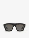 Tom Ford Womens Black Ft0711 Fausto Square-frame Acetate Sunglasses In Black