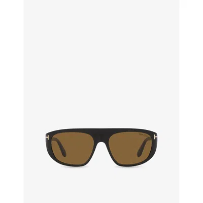 Tom Ford Womens Black Ft1002 Edward Pilot-frame Acetate Sunglasses In Brown