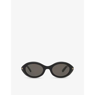 Tom Ford Womens Black Ft1186 Troy Oval-frame Acetate Sunglasses In Shiny Black