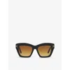Tom Ford Womens Black Ft1191 Luna Rectangle-frame Acetate Sunglasses In Black