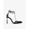 Tom Ford Womens Black T-strap 105 Leather Heeled Pumps Eur 40 / 7 Uk In Black
